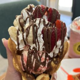 Strawberry and Banana Bubble Waffle Strawberry and Banana Bubble Waffle