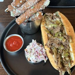 Philly Cheese Steak with Zucchini Fries Philly Cheese Steak with Zucchini Fries