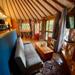 Gunning Cabin Rentals - Living room area within the yurt.