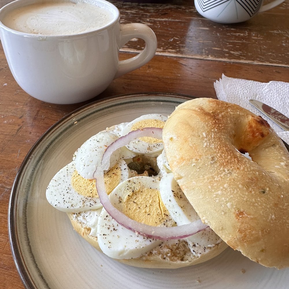 Egg Bagel Sandwich Caffe Latte Egg Bagel Sandwich Caffe Latte