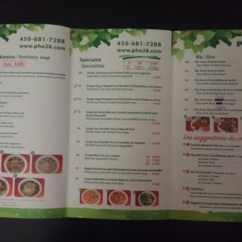 Pho 28 - Menu - Vietnamese Near Me - Laval, Quebec Pho 28 - Menu - Vietnamese Near Me - Laval, Quebec