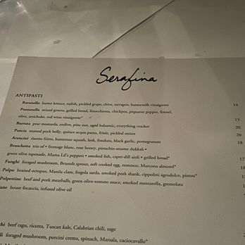 Serafina - Menu - Italian Near Me - Seattle, Washington