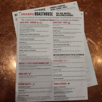 Sharps Roasthouse - 2025 drinks menu - American Near Me - SeaTac, Washington