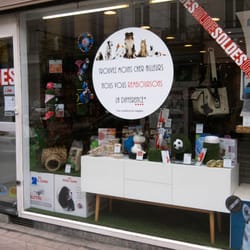 Petfood - Vitrine de l'animalerie à Lille pour les soldes  d'été 2015.