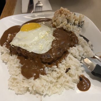 Cinnamon's Restaurant - 5 Loco Moco hamburger patty served with rice potato mac salad, topped with one egg $17.95 - Pancakes Near Me - Kailua, Hawaii Cinnamon's Restaurant - 5 Loco Moco hamburger patty served with rice potato mac salad, topped with one egg $17.95 - Pancakes Near Me - Kailua, Hawaii