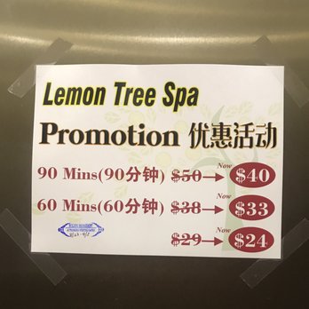 Lemon Tree Foot Rub Spa - False advertising. The 90 minute massage was actually $65. - Day Spas Near Me - College Point, New York Lemon Tree Foot Rub Spa - False advertising. The 90 minute massage was actually $65. - Day Spas Near Me - College Point, New York