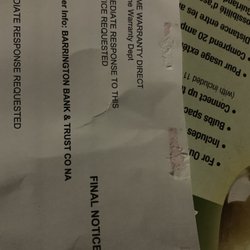 Barrington Bank & Trust - Fake bank notice