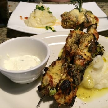Poseidon - Chicken Souvlaki and Vegetable Mousaka - Greek Near Me - Miami Beach, Florida Poseidon - Chicken Souvlaki and Vegetable Mousaka - Greek Near Me - Miami Beach, Florida