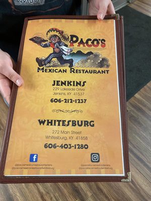 Menu photo 5 Paco’s Mexican Restaurant Whitesburg, KY Menu photo 5 Paco’s Mexican Restaurant Whitesburg, KY