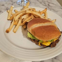 Classic burger with fries.