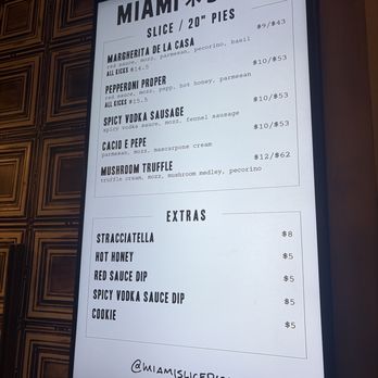Miami Slice - menu - Pizza Near Me - Las Vegas, Nevada