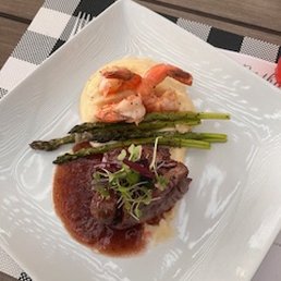 Surf & Turf prepared with a delicious red wine reduction sauce by Chef Albert