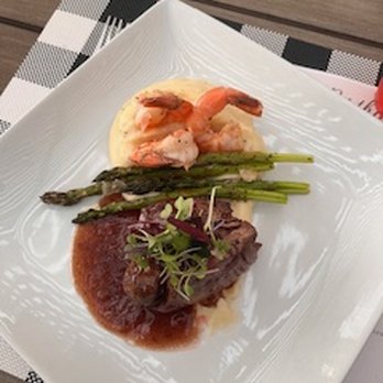 Chef Albert Garcia - Surf & Turf prepared with a delicious red wine reduction sauce by Chef Albert - Personal Chefs Near Me
