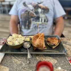 Homemade Ice Cream & Bakery Cafe - Club sandwich with potato salad