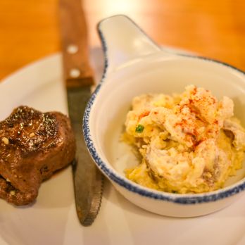 Yeagers Down Home - 6oz Filet with potato salad (the steak was so moist and tender) - American Near Me - Denham Springs, Louisiana Yeagers Down Home - 6oz Filet with potato salad (the steak was so moist and tender) - American Near Me - Denham Springs, Louisiana