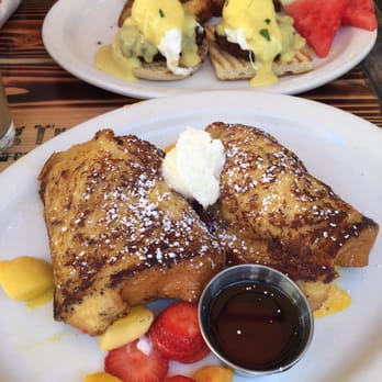 Fig Tree Cafe - Stuffed French toast (marscapone, strawberries, & mangoes) and Lobster-crab cake eggs Benedict. One amazing brunch! - Breakfast & Brunch Near Me - San Diego, California Fig Tree Cafe - Stuffed French toast (marscapone, strawberries, & mangoes) and Lobster-crab cake eggs Benedict. One amazing brunch! - Breakfast & Brunch Near Me - San Diego, California