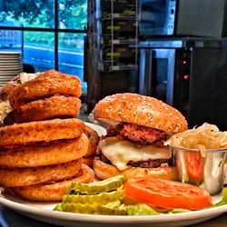 Roe Jan Brewing - Wood-fired burger and beer-battered onion rings