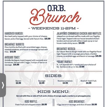 Ocean Republic Brewing - brunch menu, offered on the weekends 11-2 - Brewpubs Near Me - Stuart, Florida