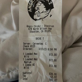 Angry Chickz - No good pic but this was my total - Chicken Shop Near Me - Stockton, California Angry Chickz - No good pic but this was my total - Chicken Shop Near Me - Stockton, California