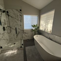 VersaTile - Large format porcelain tile shower and wainscoting