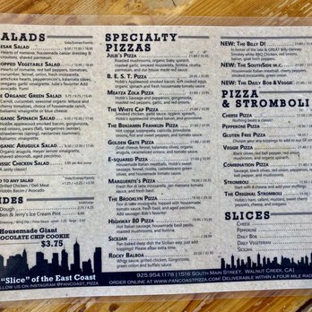 panCoast pizza - Menu - Pizza Near Me - Walnut Creek, California