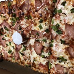 Jet's Pizza - Ham, green pepper and onion square pizza