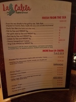 Menu photo 3 La Caleta Puerto Aventuras, YUC