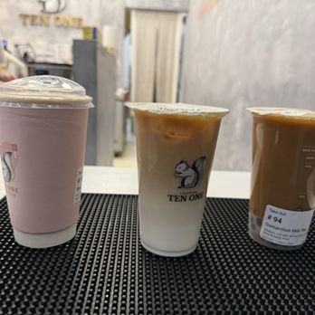 Ten One Tea House - Hot Rose Alpine Oolong, Tieguanyin Milk Tea (Roasted Oolong), and Osmanthus Milk Tea with oat milk - Bubble Tea Near Me - Somerville, Massachusetts Ten One Tea House - Hot Rose Alpine Oolong, Tieguanyin Milk Tea (Roasted Oolong), and Osmanthus Milk Tea with oat milk - Bubble Tea Near Me - Somerville, Massachusetts