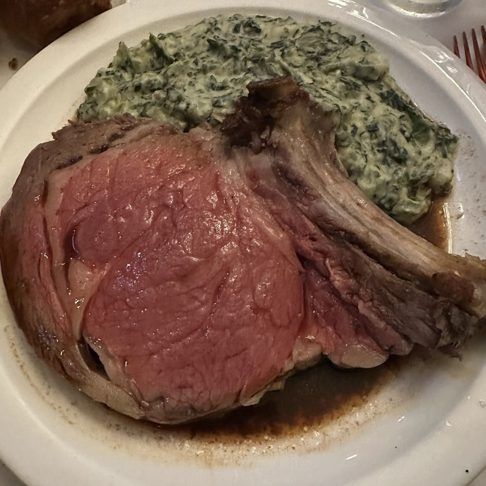 The Broadway Cut with creamy spinach. Medium rare The Broadway Cut with creamy spinach. Medium rare