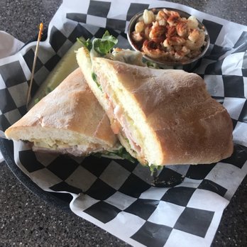 Oak Tree Cafe - Daily special: Turkey Pesto with side of macaroni salad and pickle. - Bars Near Me - Albuquerque, New Mexico