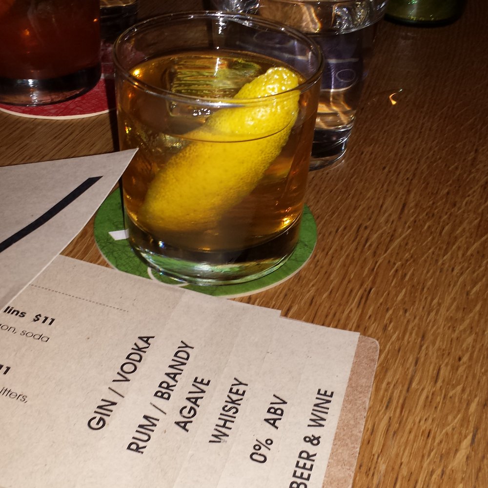 ABV - Whisky in church ($14): smoky scotch, oloroso, maple, smoked pear bitters - Cocktail Bars Near Me - San Francisco, California