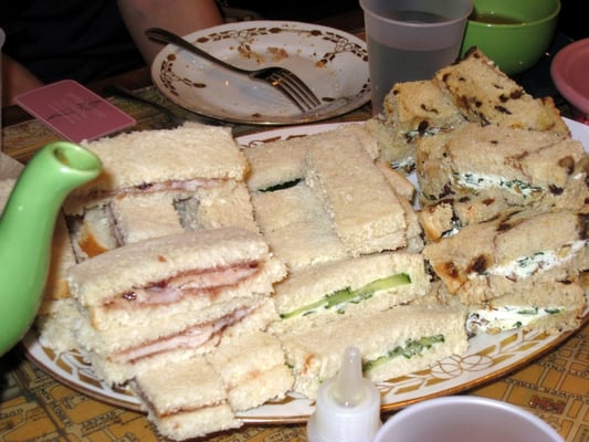 Photo of Sympathy for the Kettle - New York, NY, US. Mini sandwiches - turkey fig, cucumber butter, goat cheese & walnuts
