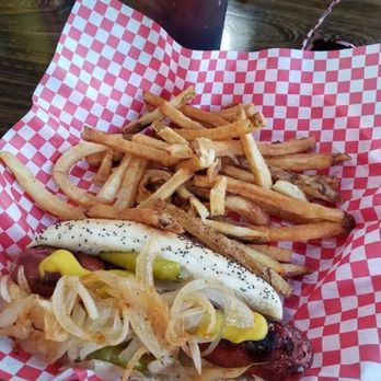 Big League Burgers - Chicago Polish with Grilled onions! - Burgers Near Me - Chicago, Illinois