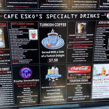 Cafe Esko - a menu for a special drink - Coffee & Tea Near Me - Solvang, California
