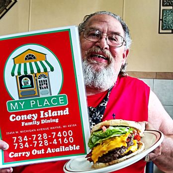 My Place Restaurant - A man size Burger - Greek Near Me - Wayne, Michigan