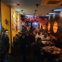Bustan - View from the back to the front of the restaurant. Our excellent server, Gabriella, is on the far left.