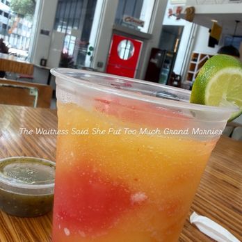 Salsa Limón - Mango and Strawberry frozen margarita with a Gran Marnier floater - Tacos Near Me - Dallas, Texas Salsa Limón - Mango and Strawberry frozen margarita with a Gran Marnier floater - Tacos Near Me - Dallas, Texas