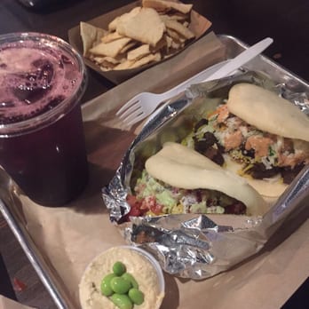 Heritage Eats - Boa buns with steak and Jamaican jerk chicken. Pita chips, and garlic hummus. Hibiscus tea - Salad Near Me - Napa, California Heritage Eats - Boa buns with steak and Jamaican jerk chicken. Pita chips, and garlic hummus. Hibiscus tea - Salad Near Me - Napa, California