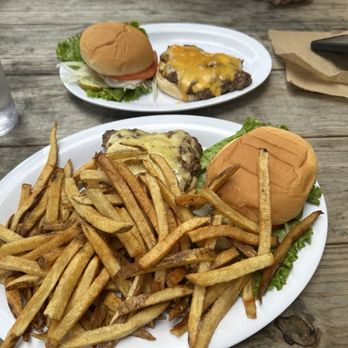 Red River Rockhouse - Yum! Cheese burger with garlic pepper cheese. And plenty of fries! - New American Near Me - Campton, Kentucky Red River Rockhouse - Yum! Cheese burger with garlic pepper cheese. And plenty of fries! - New American Near Me - Campton, Kentucky
