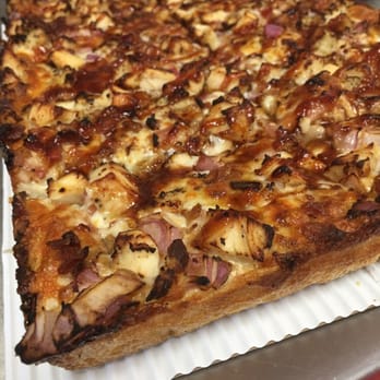 Jet's Pizza - Deep Dish (square) BBQ Chicken Pizza. Chicken, Red Onion, Bacon, and Sweet Baby Rays BBQ Sauce - Pizza Near Me - Jackson, Tennessee