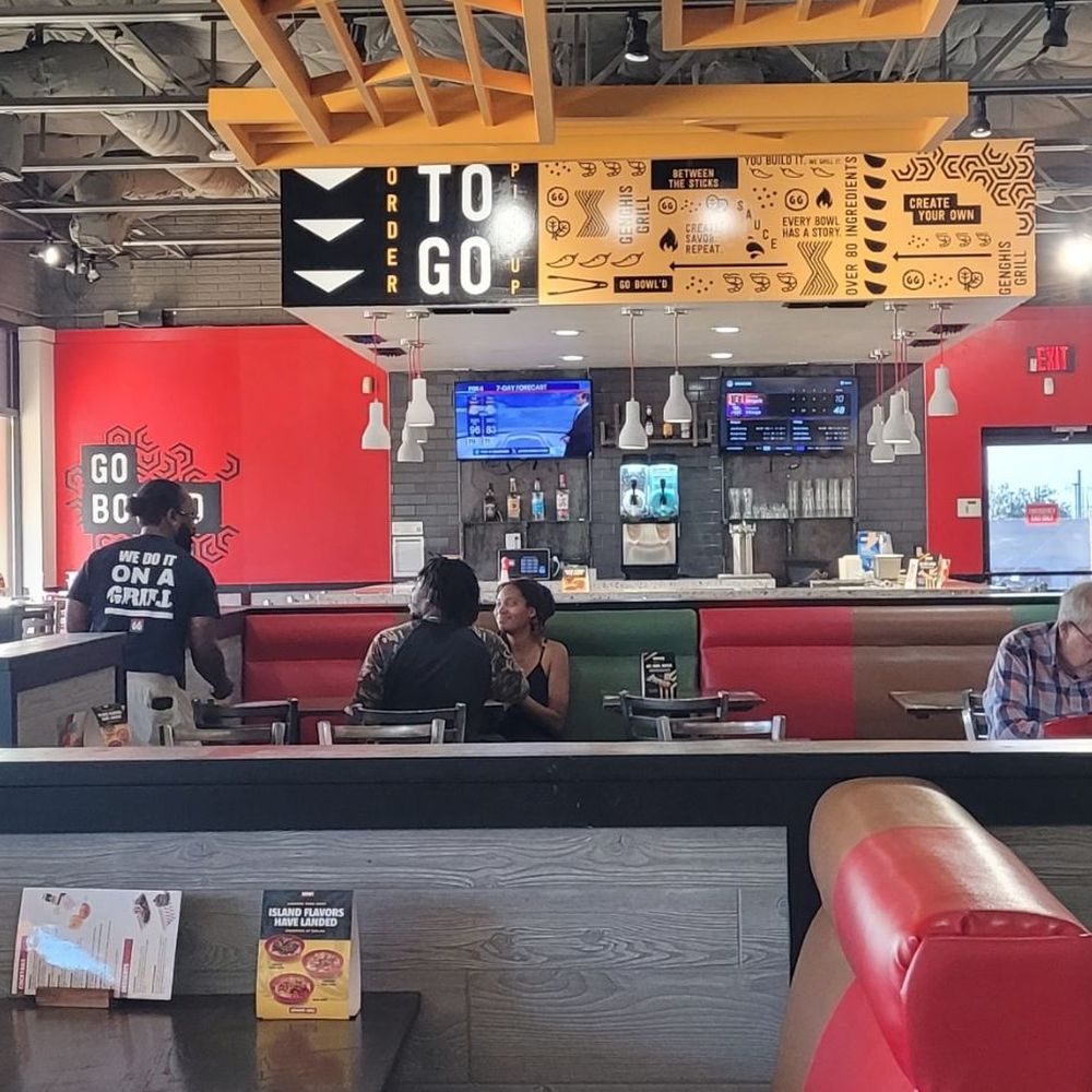 Genghis Grill - The bar area from our booth. Not busy in mid-afternoon. - Chinese Near Me - Addison, Texas Genghis Grill - The bar area from our booth. Not busy in mid-afternoon. - Chinese Near Me - Addison, Texas