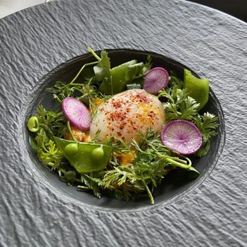 Wormwood - Smoked carrot (carrottes fumées) with poached egg, pea tendrils, brioche. 7/10 but not a must have. - French Near Me - San Diego, California Wormwood - Smoked carrot (carrottes fumées) with poached egg, pea tendrils, brioche. 7/10 but not a must have. - French Near Me - San Diego, California