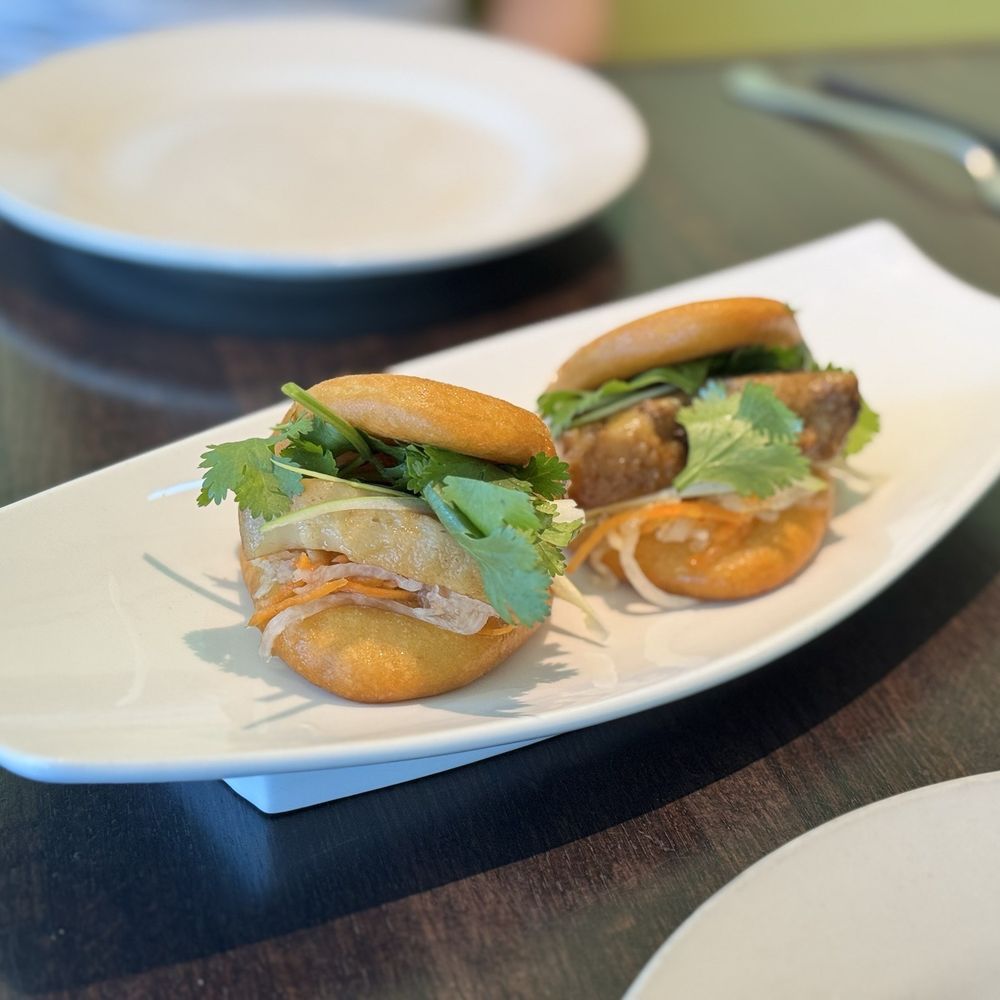 Kwok's Bistro - PORK BELLY SLIDERS 扣肉卷 Braised Pork Belly on a Fried Lotus Bun - Chinese Near Me - Reno, Nevada Kwok's Bistro - PORK BELLY SLIDERS 扣肉卷 Braised Pork Belly on a Fried Lotus Bun - Chinese Near Me - Reno, Nevada