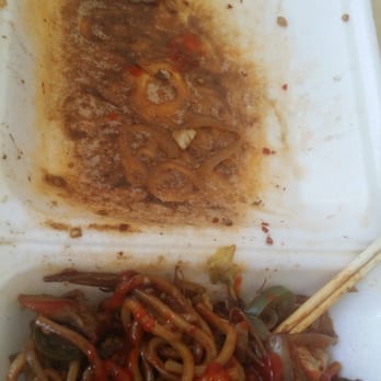 Great Khan Mongolian BBQ - 04.16.2016 Noticed the bottom of the box was leaking. Flipped the noodles to the other side and saw this. That can't be healthy! - Mongolian Near Me - Cerritos, California Great Khan Mongolian BBQ - 04.16.2016 Noticed the bottom of the box was leaking. Flipped the noodles to the other side and saw this. That can't be healthy! - Mongolian Near Me - Cerritos, California