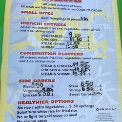 Kazoku Hibachi Express - Menu