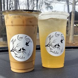 Three Crow Coffee - Left to Right: Samosa Iced Coffee and Mandarin Lemonade
