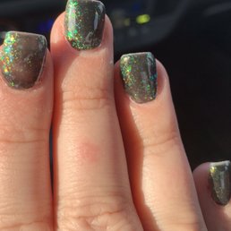 My full set acrylic nails are all crooked and misshaped. Also was cut in two places with aggressive buffing.