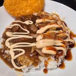 Half half medium : curry & tori-don