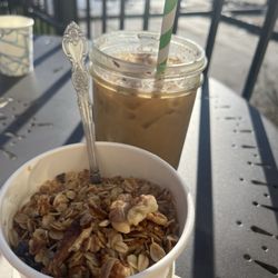 Bella Vita Cafe - Iced latte and Greek yogurt parfait