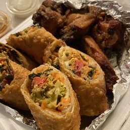 Veggie Egg Rolls and Lemon Pepper wings Veggie Egg Rolls and Lemon Pepper wings